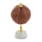 12" Brown Leather Handmade Stitched Globe with White Marble Base